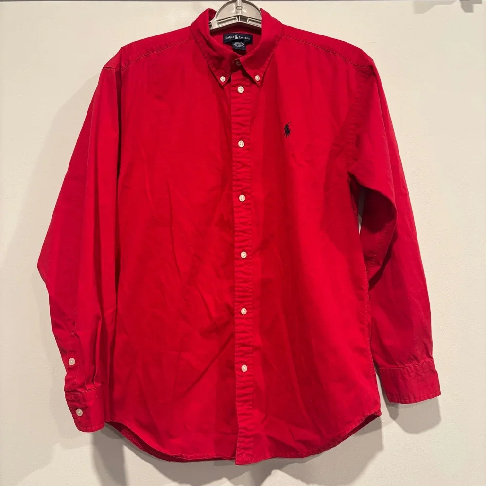 Ralph Lauren Boys Button Down Shirt XL Cotton Preppy Old Money Minimalist 21332